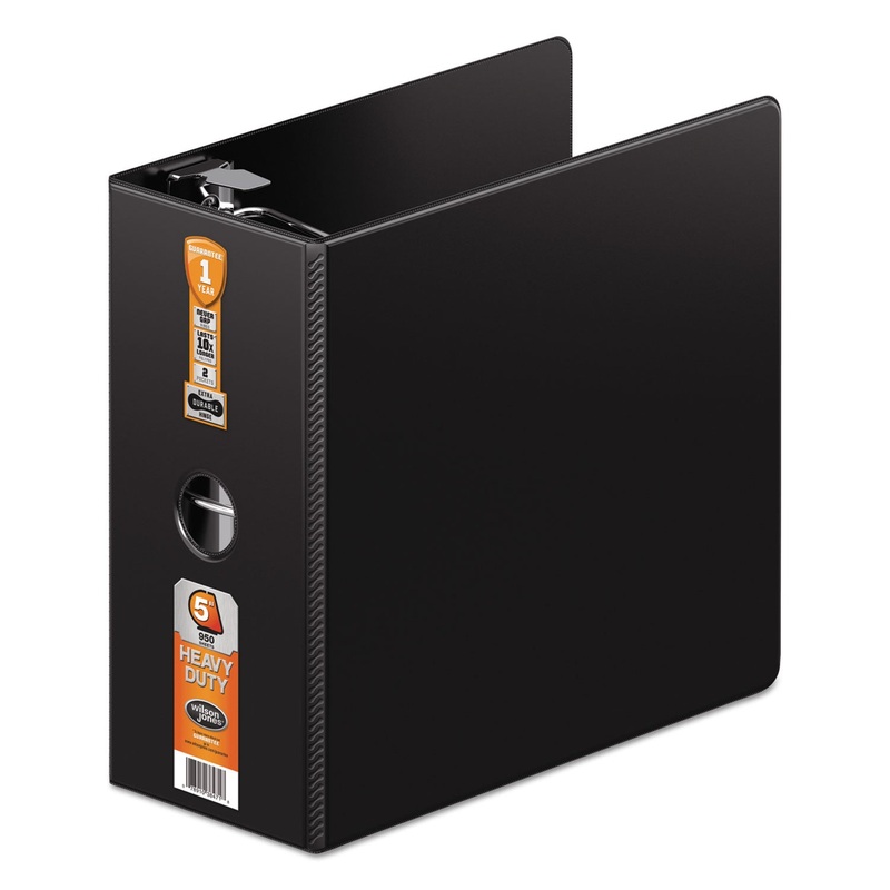 HEAVY-DUTY D-RING BINDER WITH EXTRA-DURABLE HINGE, 3 RINGS, 5″ CAPACITY, 11 X 8.5, BLACK