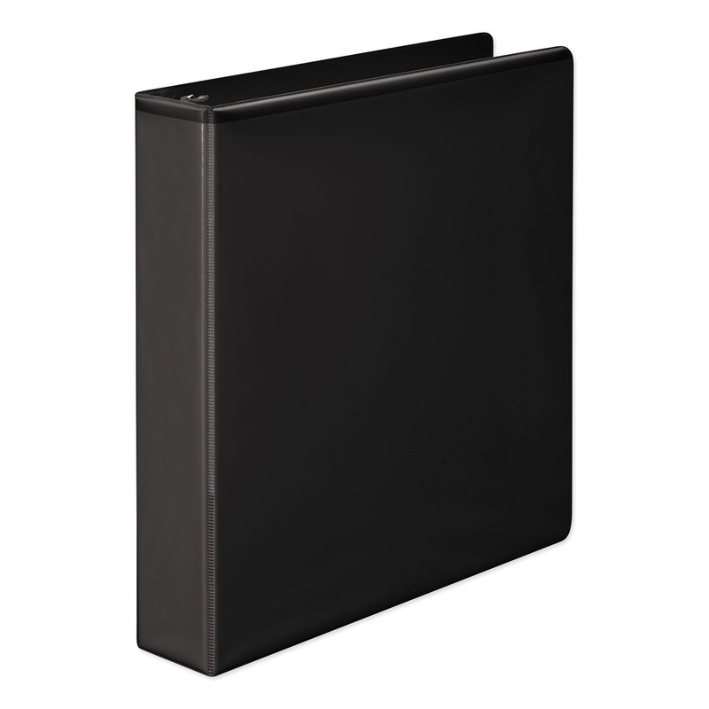 HEAVY-DUTY ROUND RING VIEW BINDER WITH EXTRA-DURABLE HINGE, 3 RINGS, 1.5″ CAPACITY, 11 X 8.5, BLACK