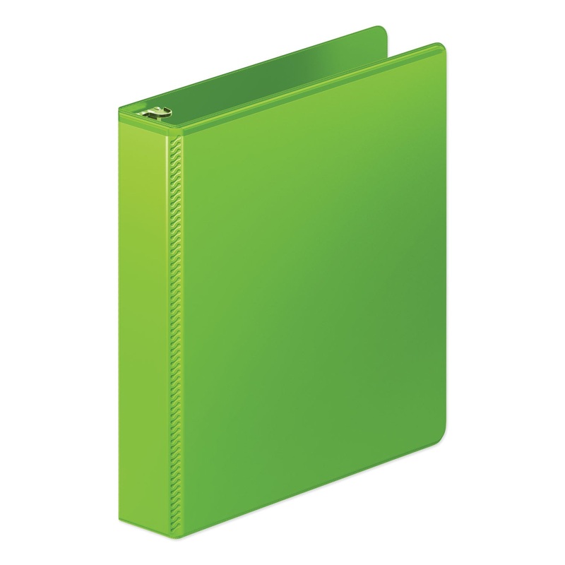 HEAVY-DUTY ROUND RING VIEW BINDER WITH EXTRA-DURABLE HINGE, 3 RINGS, 1.5″ CAPACITY, 11 X 8.5, CHARTREUSE