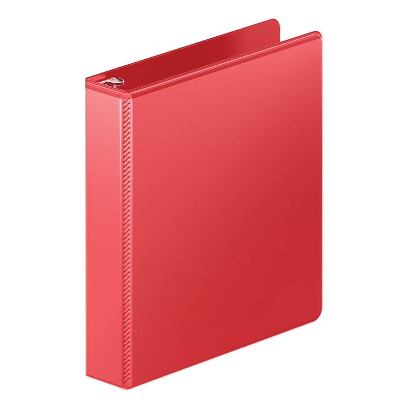 HEAVY-DUTY ROUND RING VIEW BINDER WITH EXTRA-DURABLE HINGE, 3 RINGS, 1.5″ CAPACITY, 11 X 8.5, RED