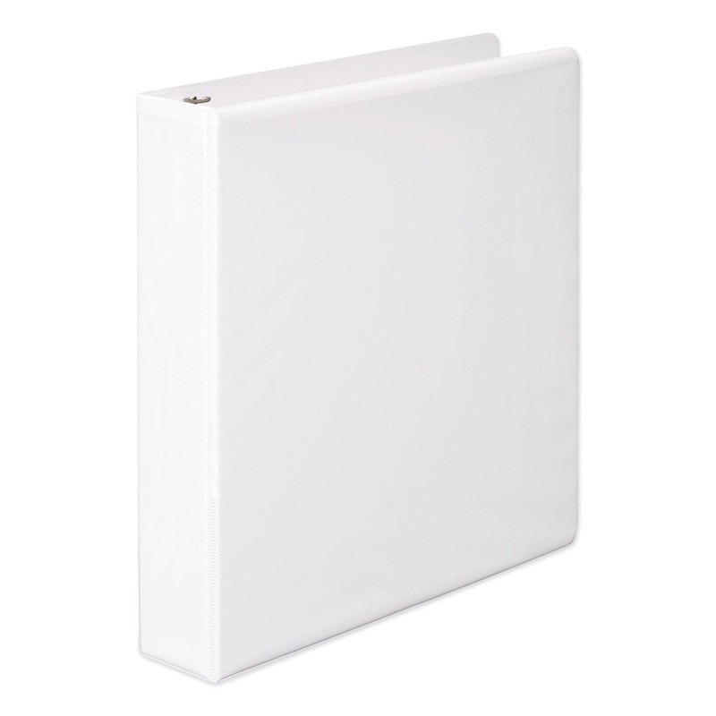 HEAVY-DUTY ROUND RING VIEW BINDER WITH EXTRA-DURABLE HINGE, 3 RINGS, 1.5″ CAPACITY, 11 X 8.5, WHITE