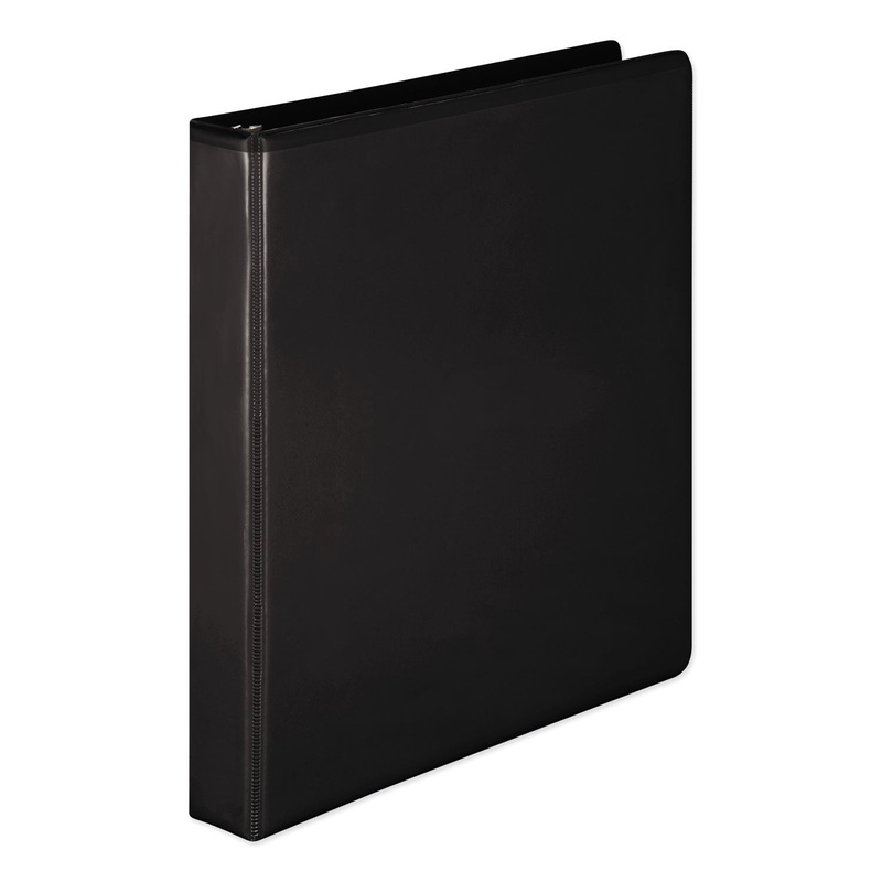 HEAVY-DUTY ROUND RING VIEW BINDER WITH EXTRA-DURABLE HINGE, 3 RINGS, 1″ CAPACITY, 11 X 8.5, BLACK