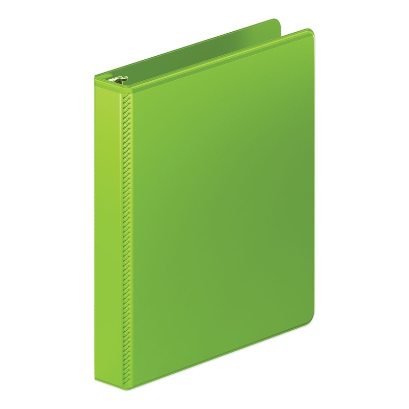 HEAVY-DUTY ROUND RING VIEW BINDER WITH EXTRA-DURABLE HINGE, 3 RINGS, 1″ CAPACITY, 11 X 8.5, CHARTREUSE