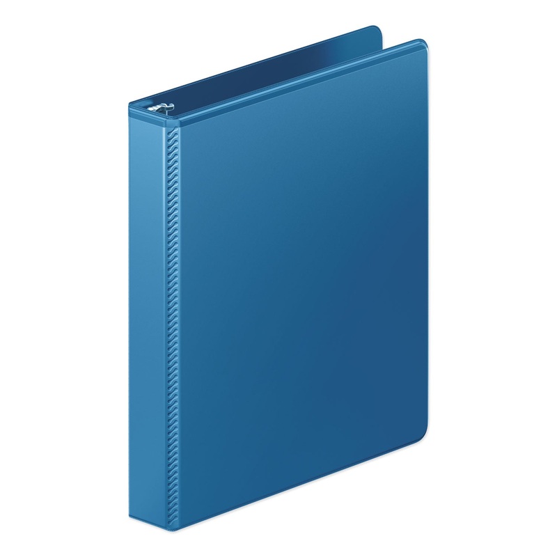 HEAVY-DUTY ROUND RING VIEW BINDER WITH EXTRA-DURABLE HINGE, 3 RINGS, 1″ CAPACITY, 11 X 8.5, PC BLUE