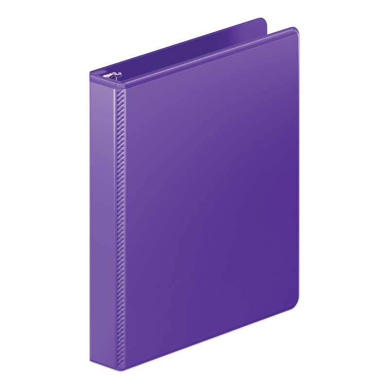 HEAVY-DUTY ROUND RING VIEW BINDER WITH EXTRA-DURABLE HINGE, 3 RINGS, 1″ CAPACITY, 11 X 8.5, PURPLE