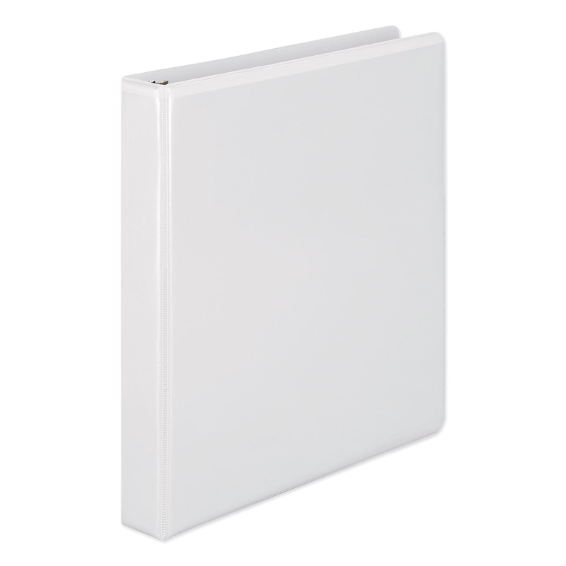 HEAVY-DUTY ROUND RING VIEW BINDER WITH EXTRA-DURABLE HINGE, 3 RINGS, 1″ CAPACITY, 11 X 8.5, WHITE