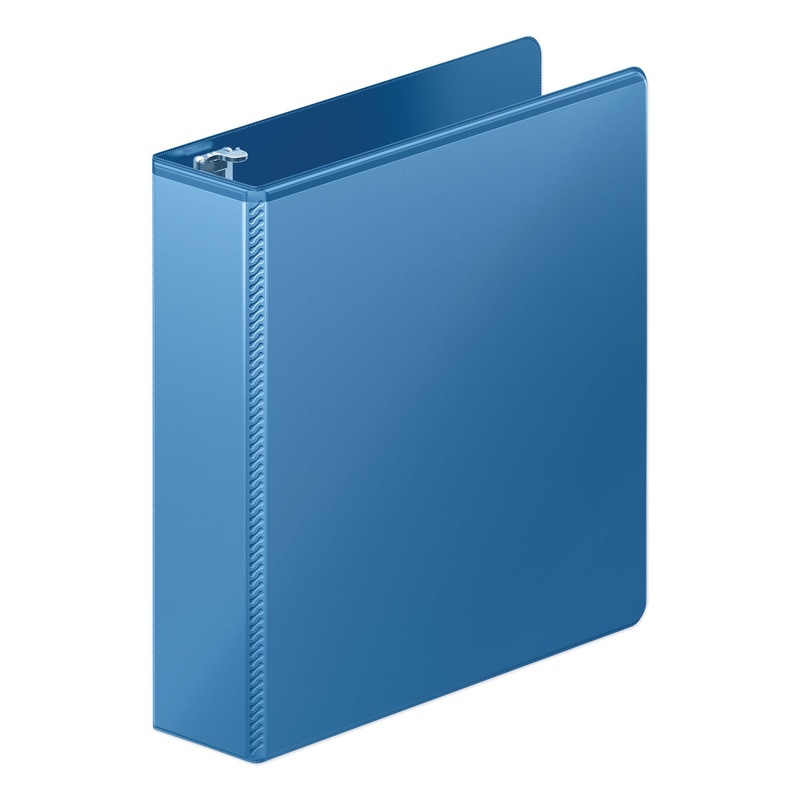 HEAVY-DUTY ROUND RING VIEW BINDER WITH EXTRA-DURABLE HINGE, 3 RINGS, 2″ CAPACITY, 11 X 8.5, PC BLUE