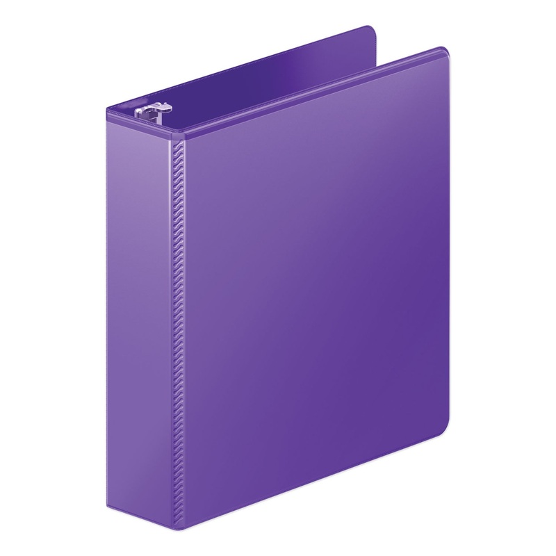HEAVY-DUTY ROUND RING VIEW BINDER WITH EXTRA-DURABLE HINGE, 3 RINGS, 2″ CAPACITY, 11 X 8.5, PURPLE