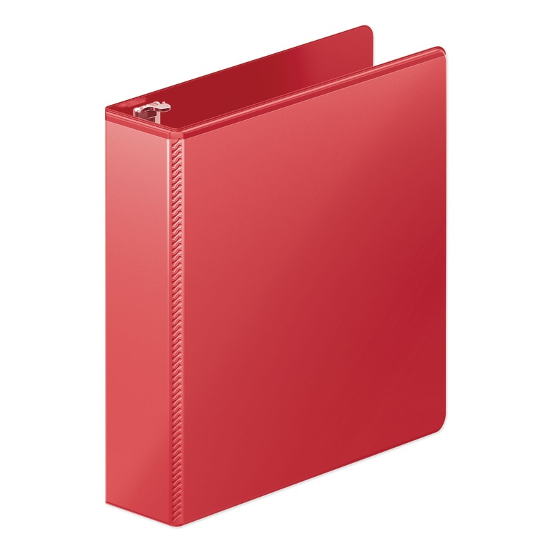 HEAVY-DUTY ROUND RING VIEW BINDER WITH EXTRA-DURABLE HINGE, 3 RINGS, 2″ CAPACITY, 11 X 8.5, RED