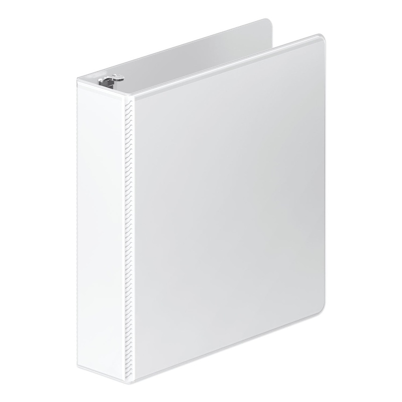 HEAVY-DUTY ROUND RING VIEW BINDER WITH EXTRA-DURABLE HINGE, 3 RINGS, 2″ CAPACITY, 11 X 8.5, WHITE
