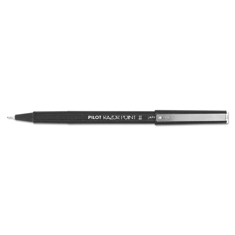 RAZOR POINT II STICK POROUS POINT MARKER PEN, 0.2MM, BLACK INK/BARREL, DOZEN