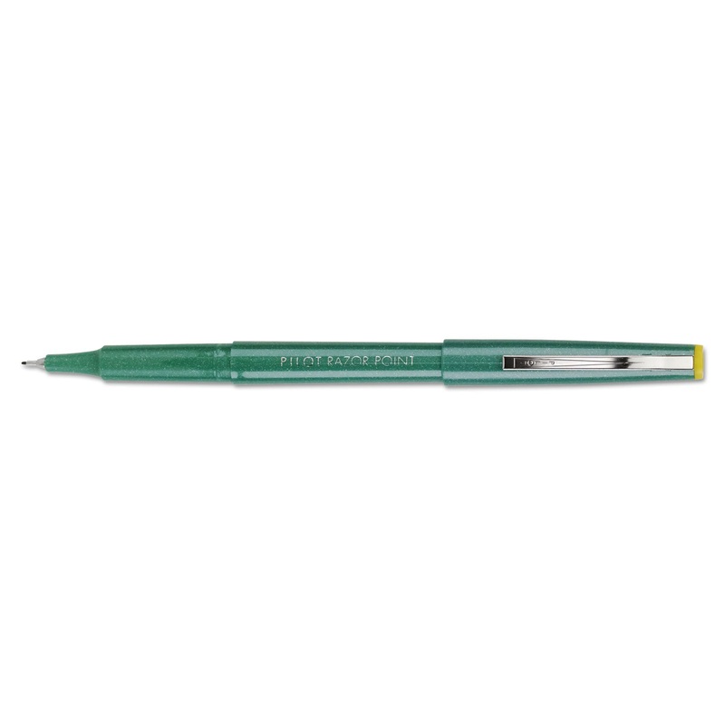 RAZOR POINT STICK POROUS POINT MARKER PEN, 0.3MM, GREEN INK/BARREL, DOZEN
