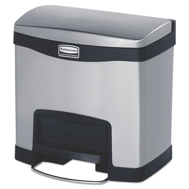 Slim Jim Stainless Steel Step-On Container, Front Step Style, 4 Gal, Black