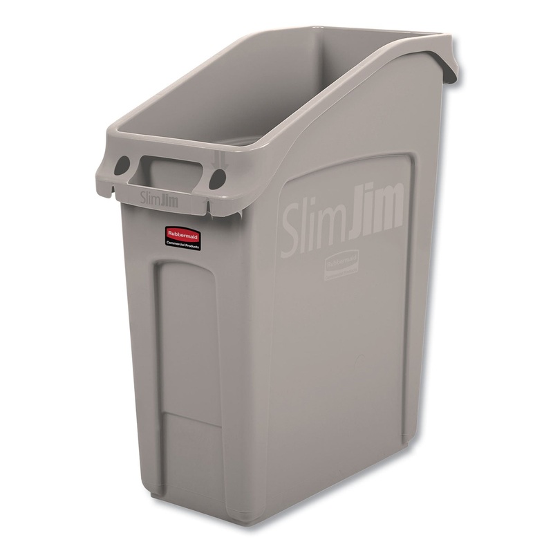 SLIM JIM UNDER-COUNTER CONTAINER, 13 GAL, POLYETHYLENE, BEIGE