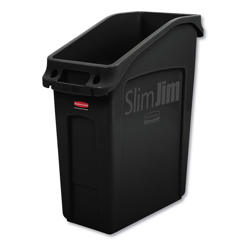 SLIM JIM UNDER-COUNTER CONTAINER, 13 GAL, POLYETHYLENE, BLACK