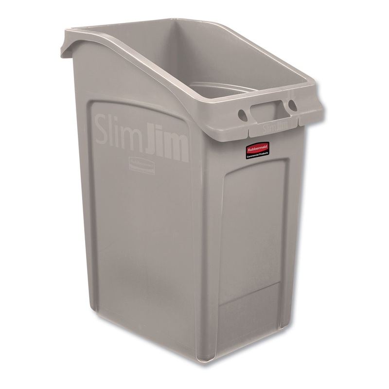 SLIM JIM UNDER-COUNTER CONTAINER, 23 GAL, POLYETHYLENE, BEIGE