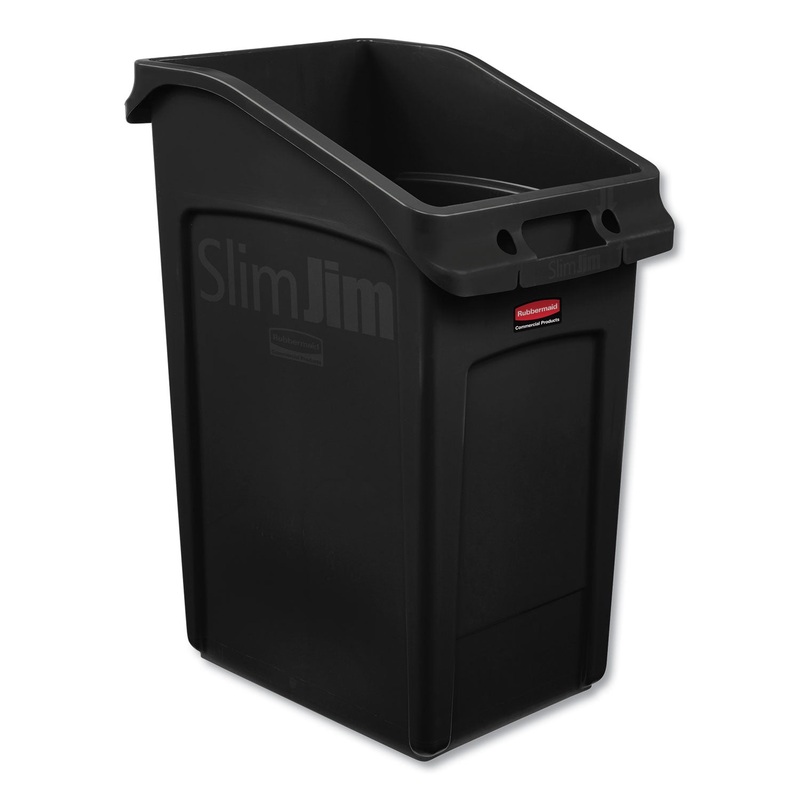 SLIM JIM UNDER-COUNTER CONTAINER, 23 GAL, POLYETHYLENE, BLACK