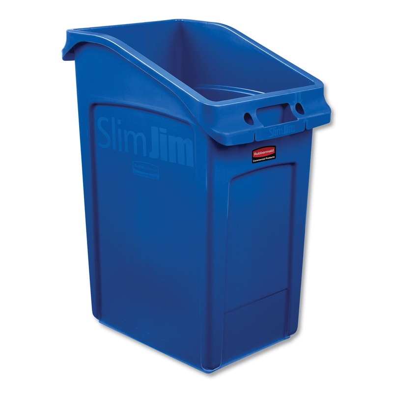 SLIM JIM UNDER-COUNTER CONTAINER, 23 GAL, POLYETHYLENE, BLUE