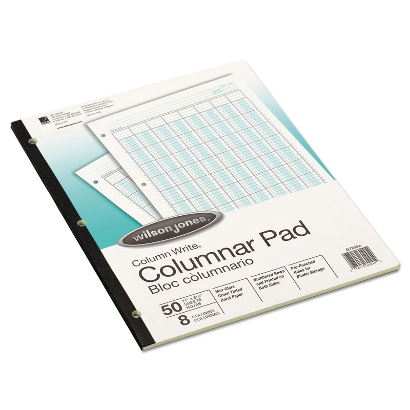 Accounting Pad, Eight Six-Unit Columns, 8-1/2 X 11, 50-Sheet Pad