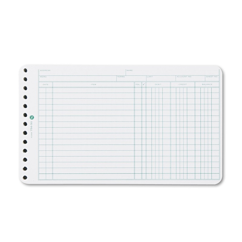 Extra Sheets For Six-Ring Ledger Binder, 100/pack