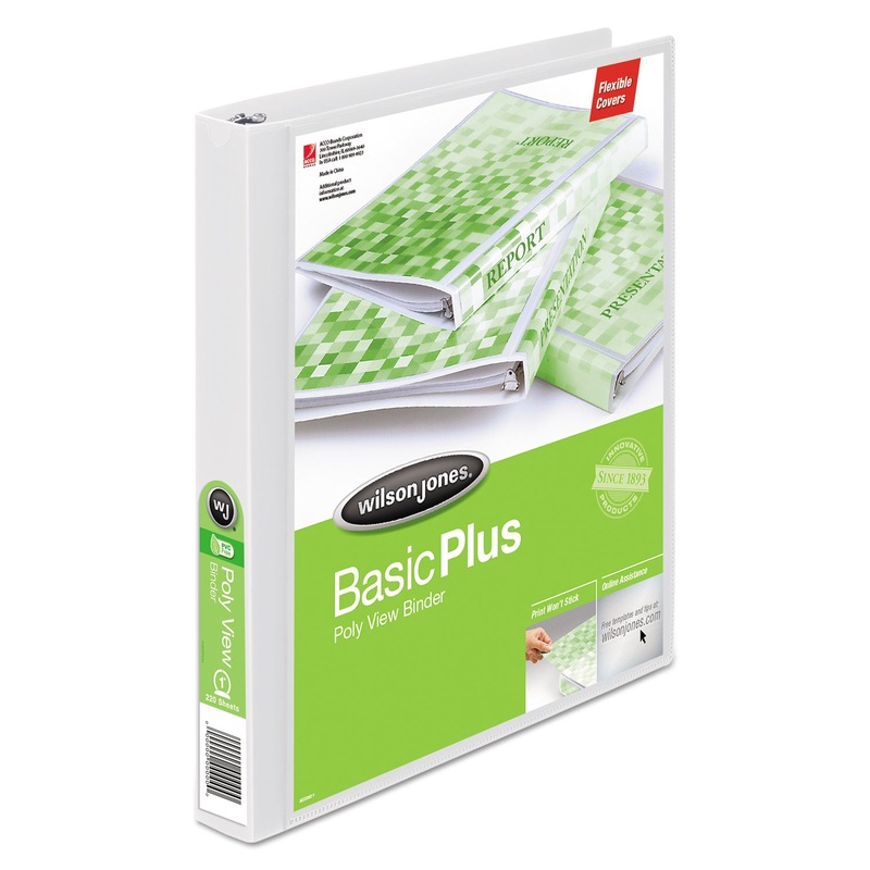 FLEXIBLE POLY ROUND RING VIEW BINDER, 3 RINGS, 1″ CAPACITY, 11 X 8.5, WHITE