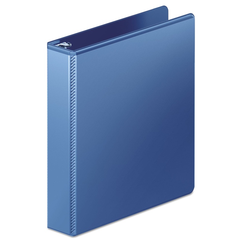 HEAVY-DUTY D-RING VIEW BINDER WITH EXTRA-DURABLE HINGE, 3 RINGS, 1.5″ CAPACITY, 11 X 8.5, PC BLUE