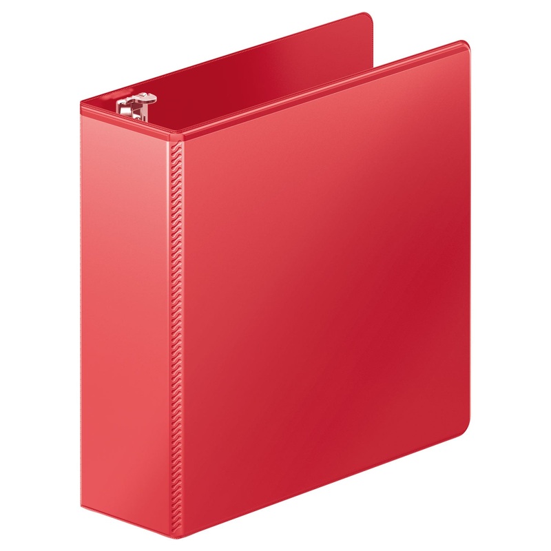 HEAVY-DUTY D-RING VIEW BINDER WITH EXTRA-DURABLE HINGE, 3 RINGS, 3″ CAPACITY, 11 X 8.5, RED