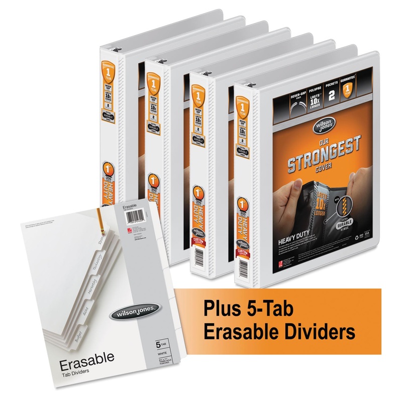 HEAVY-DUTY ROUND-RING VIEW BINDER PLUS PACK, 3 RINGS, 1″ CAPACITY, 11 X 8.5, WHITE, 4/CARTON