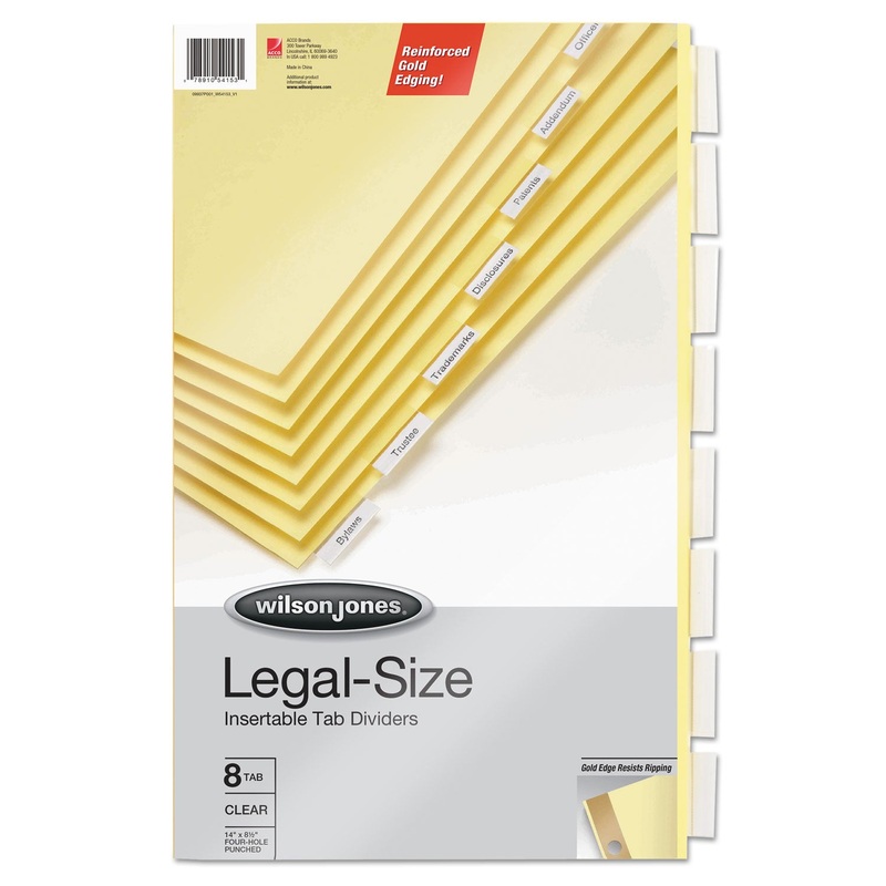 INSERTABLE TAB DIVIDERS, 4-HOLD PUNCHED, 8-TAB, 14 X 8.5, BUFF, 1 SET