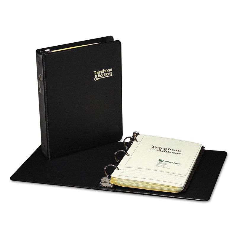 Looseleaf Phone/address Book, 1″ Capacity, 5 1/2 X 8 1/2, Black Vinyl, 80 Sheets