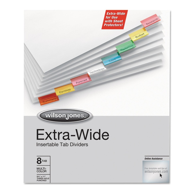 OVERSIZED REINFORCED INSERTABLE TAB INDEX, 8-TAB, 11 X 9.25, WHITE, 1 SET