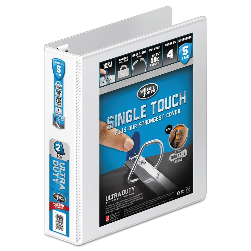 ULTRA DUTY D-RING VIEW BINDER WITH EXTRA-DURABLE HINGE, 3 RINGS, 2″ CAPACITY, 11 X 8.5, WHITE