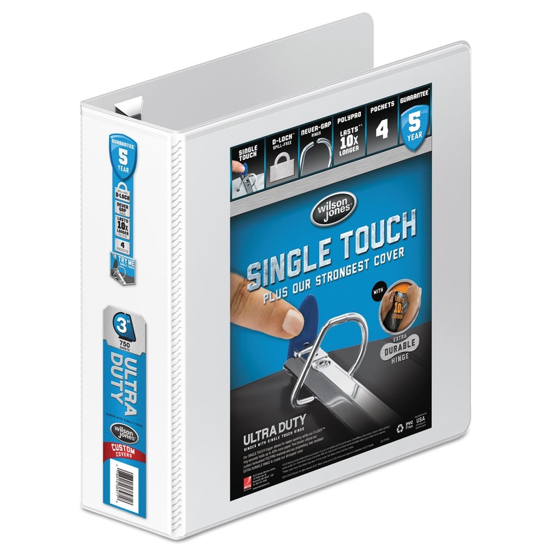 ULTRA DUTY D-RING VIEW BINDER WITH EXTRA-DURABLE HINGE, 3 RINGS, 3″ CAPACITY, 11 X 8.5, WHITE