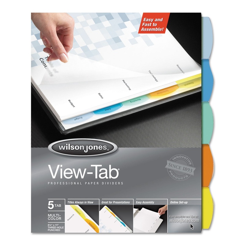 VIEW-TAB PAPER INDEX DIVIDERS, 5-TAB, 11 X 8.5, WHITE, 1 SET