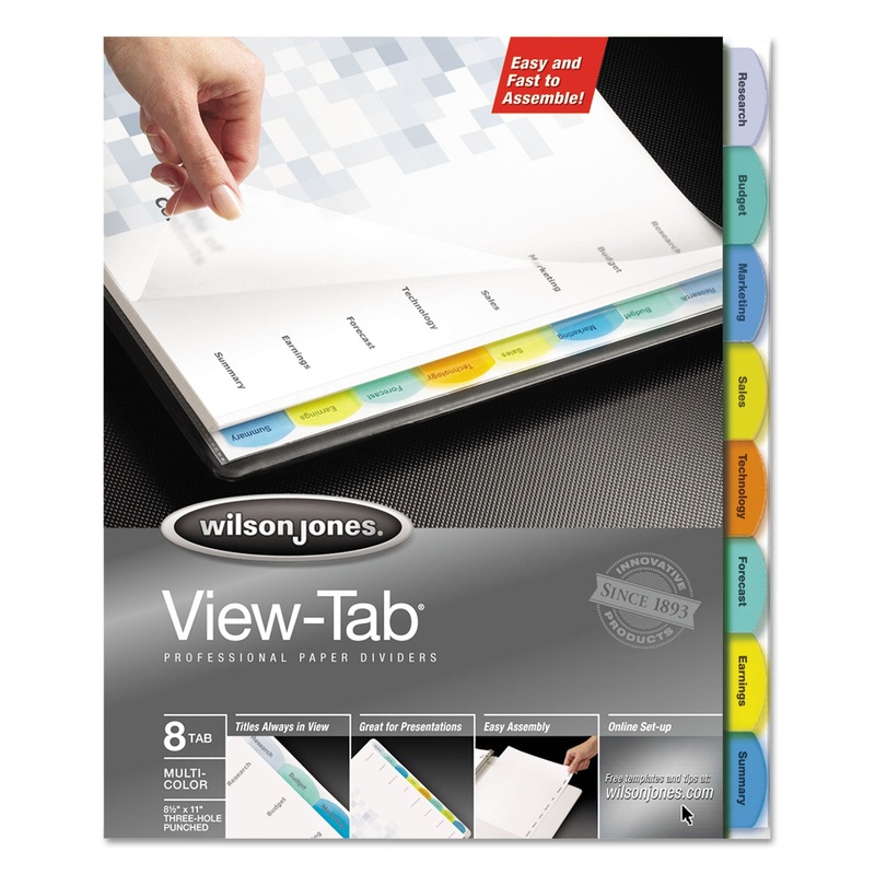 VIEW-TAB PAPER INDEX DIVIDERS, 8-TAB, 11 X 8.5, WHITE, 1 SET
