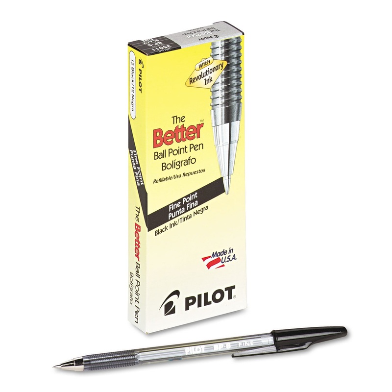 BETTER STICK BALLPOINT PEN, FINE 0.7MM, BLACK INK, SMOKE BARREL, DOZEN