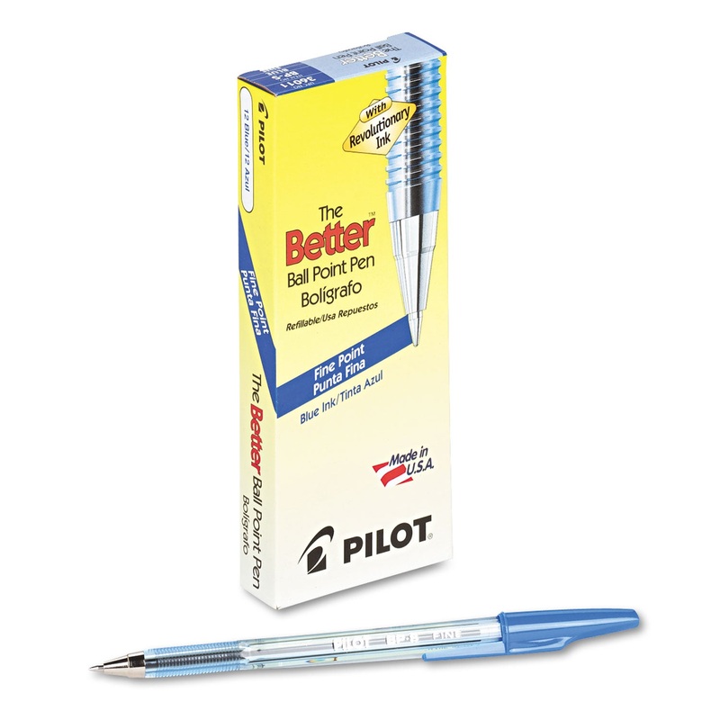 BETTER STICK BALLPOINT PEN, FINE 0.7MM, BLUE INK, TRANSLUCENT BLUE BARREL, DOZEN