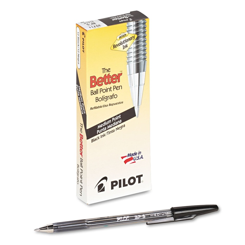 BETTER STICK BALLPOINT PEN, MEDIUM 1MM, BLACK INK, SMOKE BARREL, DOZEN
