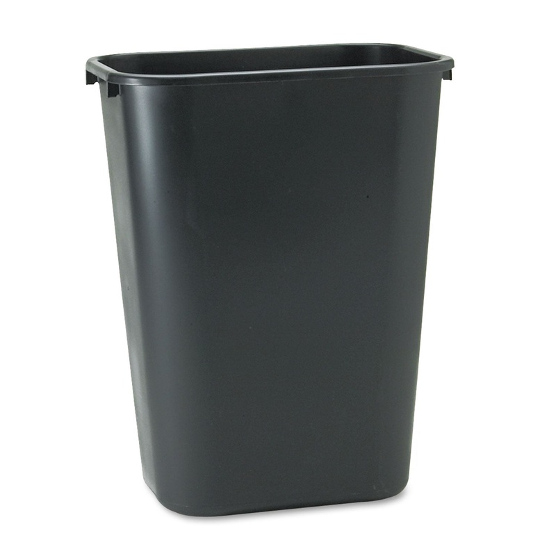 DESKSIDE PLASTIC WASTEBASKET, RECTANGULAR, 10.25 GAL, BLACK