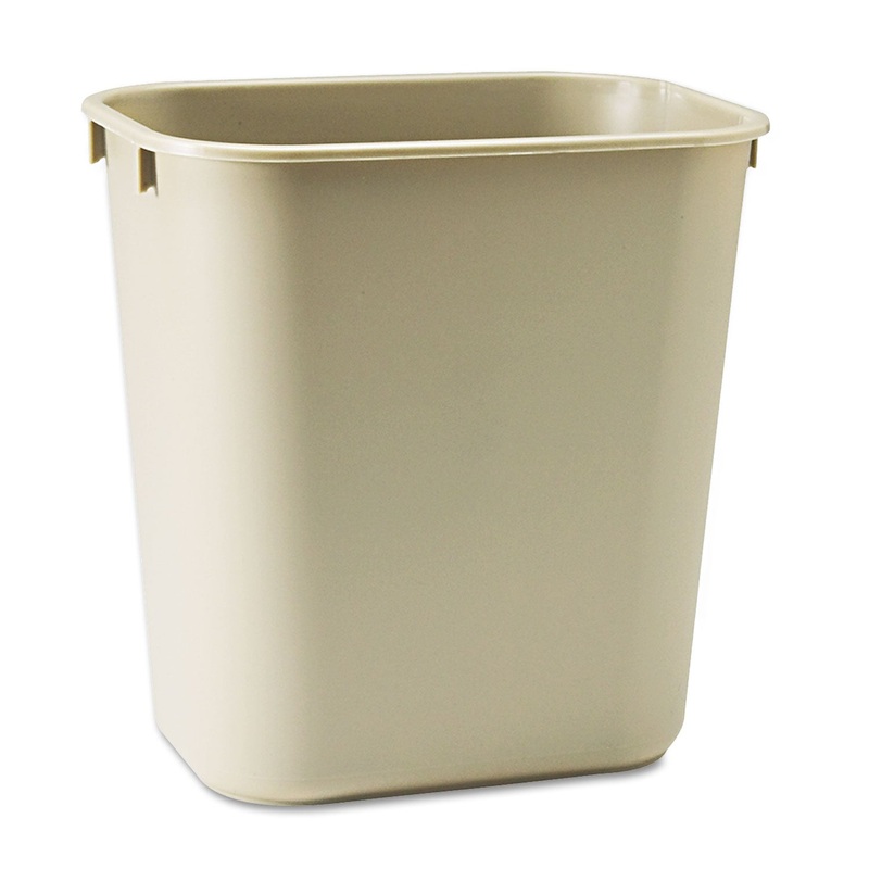 DESKSIDE PLASTIC WASTEBASKET, RECTANGULAR, 3.5 GAL, BEIGE