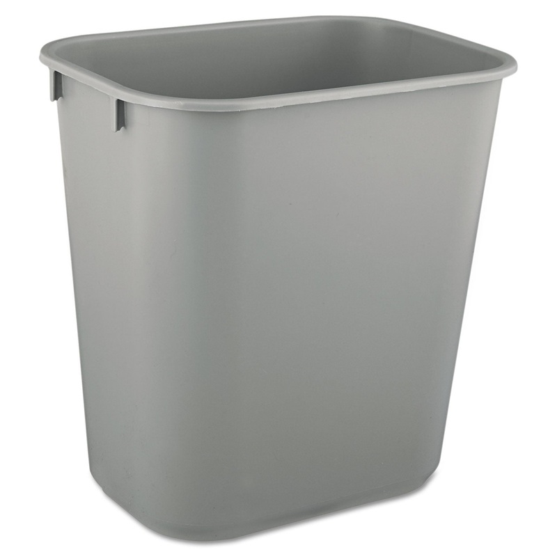 DESKSIDE PLASTIC WASTEBASKET, RECTANGULAR, 3.5 GAL, GRAY