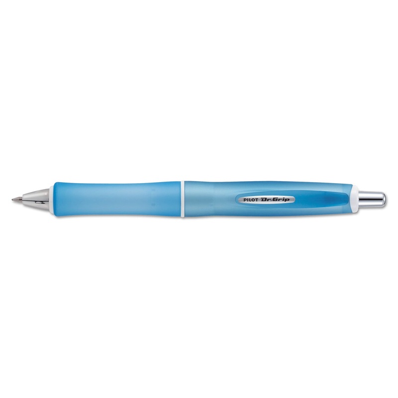 DR. GRIP FROSTED RETRACTABLE BALLPOINT PEN, 1MM, BLACK INK, BLUE BARREL