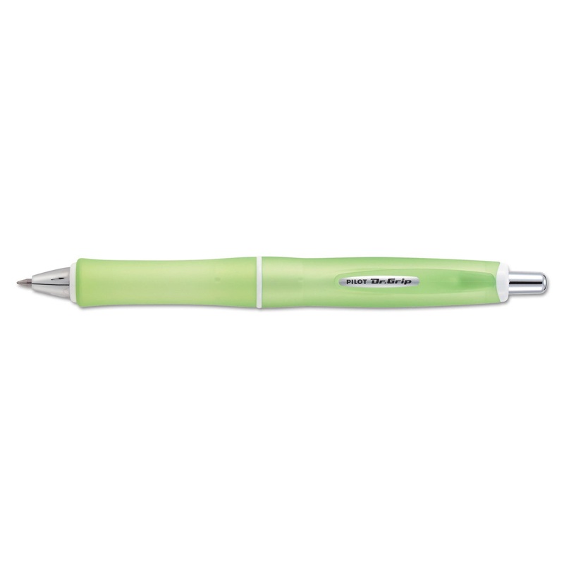 DR. GRIP FROSTED RETRACTABLE BALLPOINT PEN, 1MM, BLACK INK, GREEN BARREL