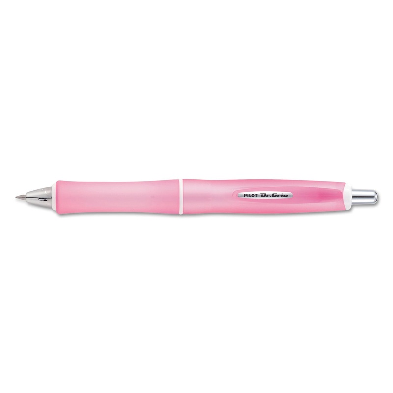 DR. GRIP FROSTED RETRACTABLE BALLPOINT PEN, 1MM, BLACK INK, PINK BARREL