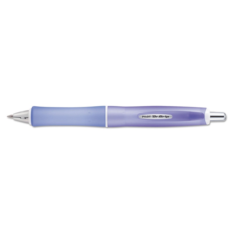 DR. GRIP FROSTED RETRACTABLE BALLPOINT PEN, 1MM, BLACK INK, PURPLE BARREL