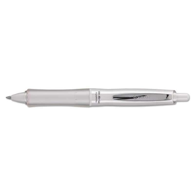 DR. GRIP PUREWHITE RETRACTABLE BALLPOINT PEN, 1MM, BLACK INK, WHITE/CRYSTAL BARREL