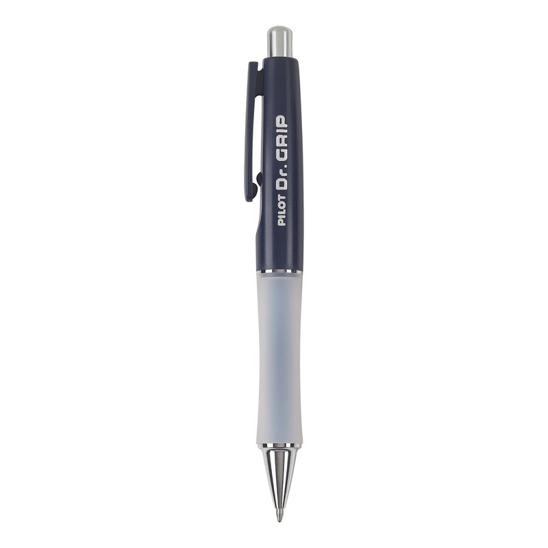 DR. GRIP RETRACTABLE BALLPOINT PEN, MEDIUM 1MM, BLUE INK, NAVY BARREL
