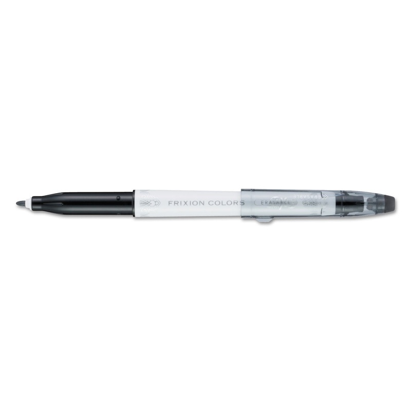 FRIXION COLORS ERASABLE STICK MARKER PEN, 2.5MM, BLACK INK, WHITE BARREL