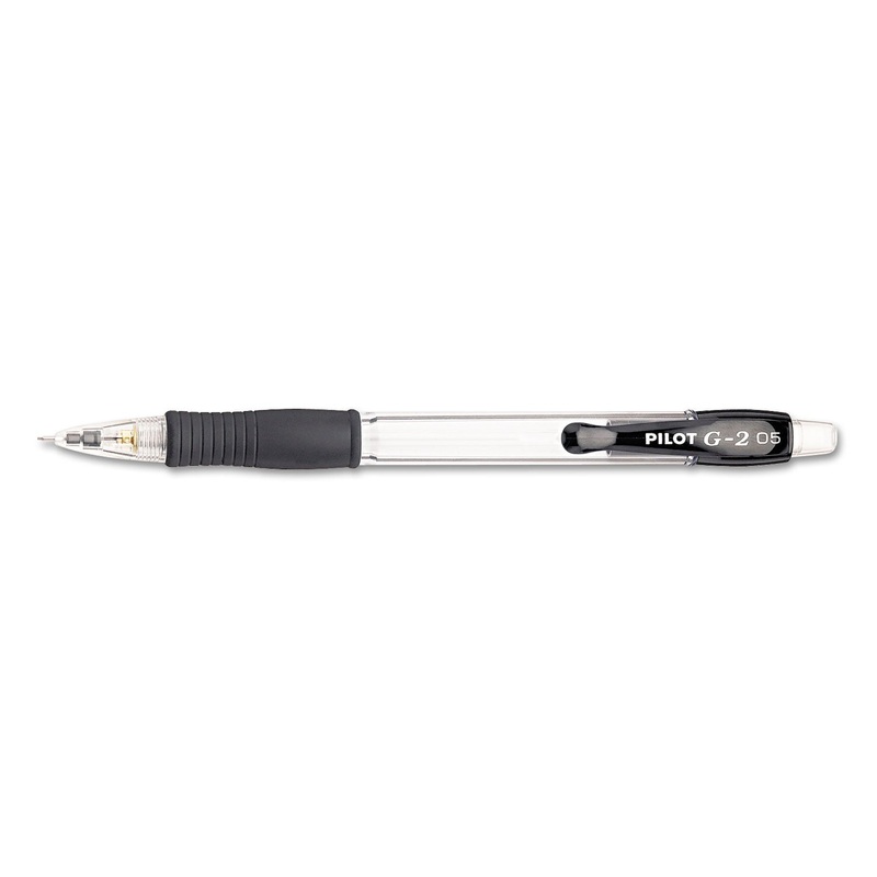 G2 MECHANICAL PENCIL, 0.5 MM, HB (#2.5), BLACK LEAD, CLEAR/BLACK ACCENTS BARREL, DOZEN