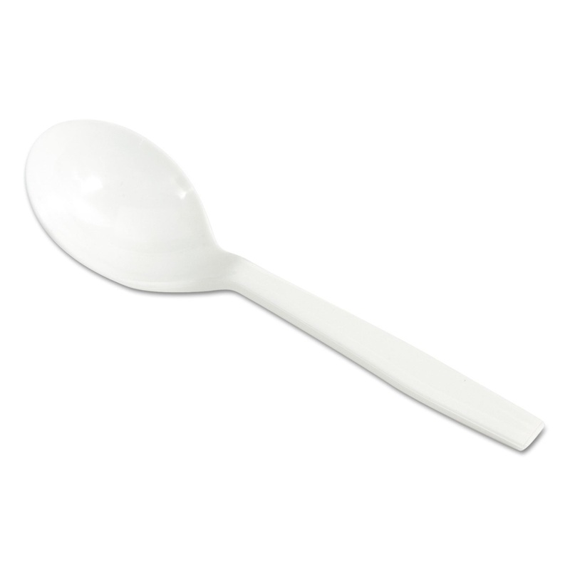 Laguna Mediumweight Plastic Utensils, Soup Spoon, White, 1000/carton